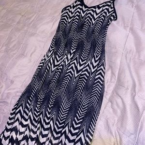Black and cream chevron striped maxi dress